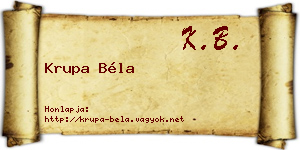Krupa Béla névjegykártya